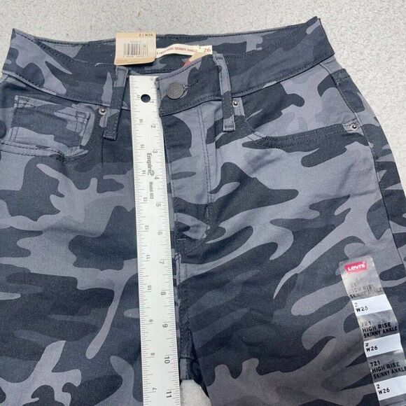 Levis 721 Jeans Womens 2 Black Camouflage High Rise Skinny Ankle 26x27 NWT NEW - Picture 10 of 16
